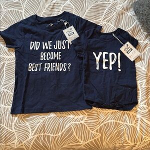 Navy Blue Graphic T-Shirt and Onesie Set